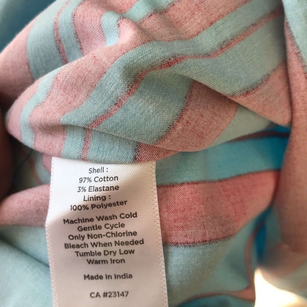 Talbots SZ 12,vibrant blue combo pleated boat neck cotton dress. - Picture 5 of 8